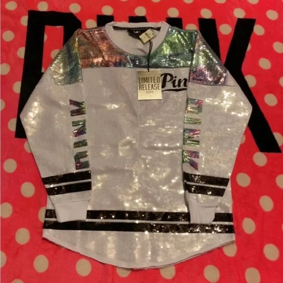 Victoria’s Secret Pink Limited Release Full Sequin Crewneck Sweater- Medium - Picture 11 of 14